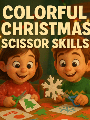 Colorful Christmas Scissor Skills for Kids | 3D Pixar-Style Holiday Learning Book | Fine Motor & Cutting Practice Worksheets