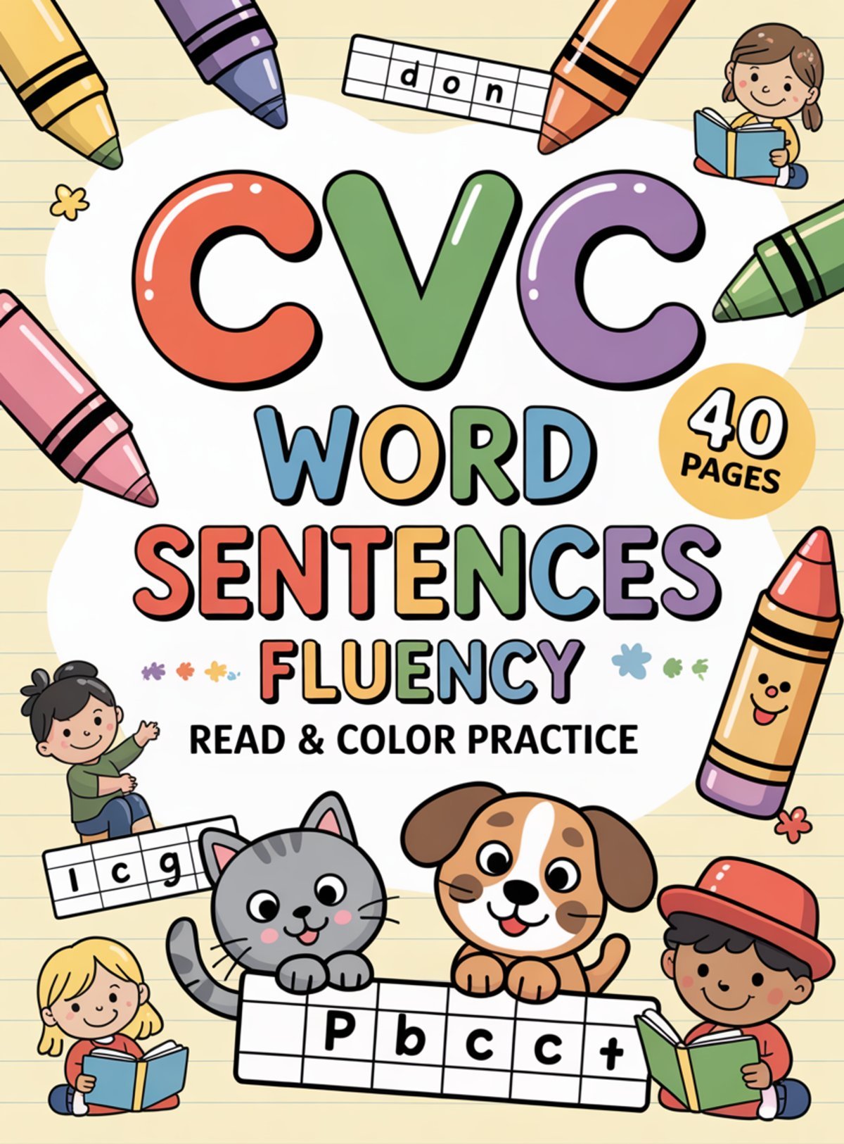 CVC Word Sentences Fluency – Read & Color Practice