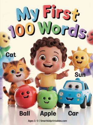 My First 100 Words Coloring Book for Toddlers | Ages 1–3 | Early Learning Printable