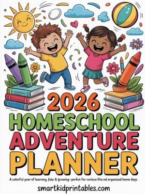 2026 Homeschool Adventure Planner for Kids (Pre-K to 3rd Grade) – Weekly, Monthly & Yearly Printable Organizer by SmartKidPrintables.com