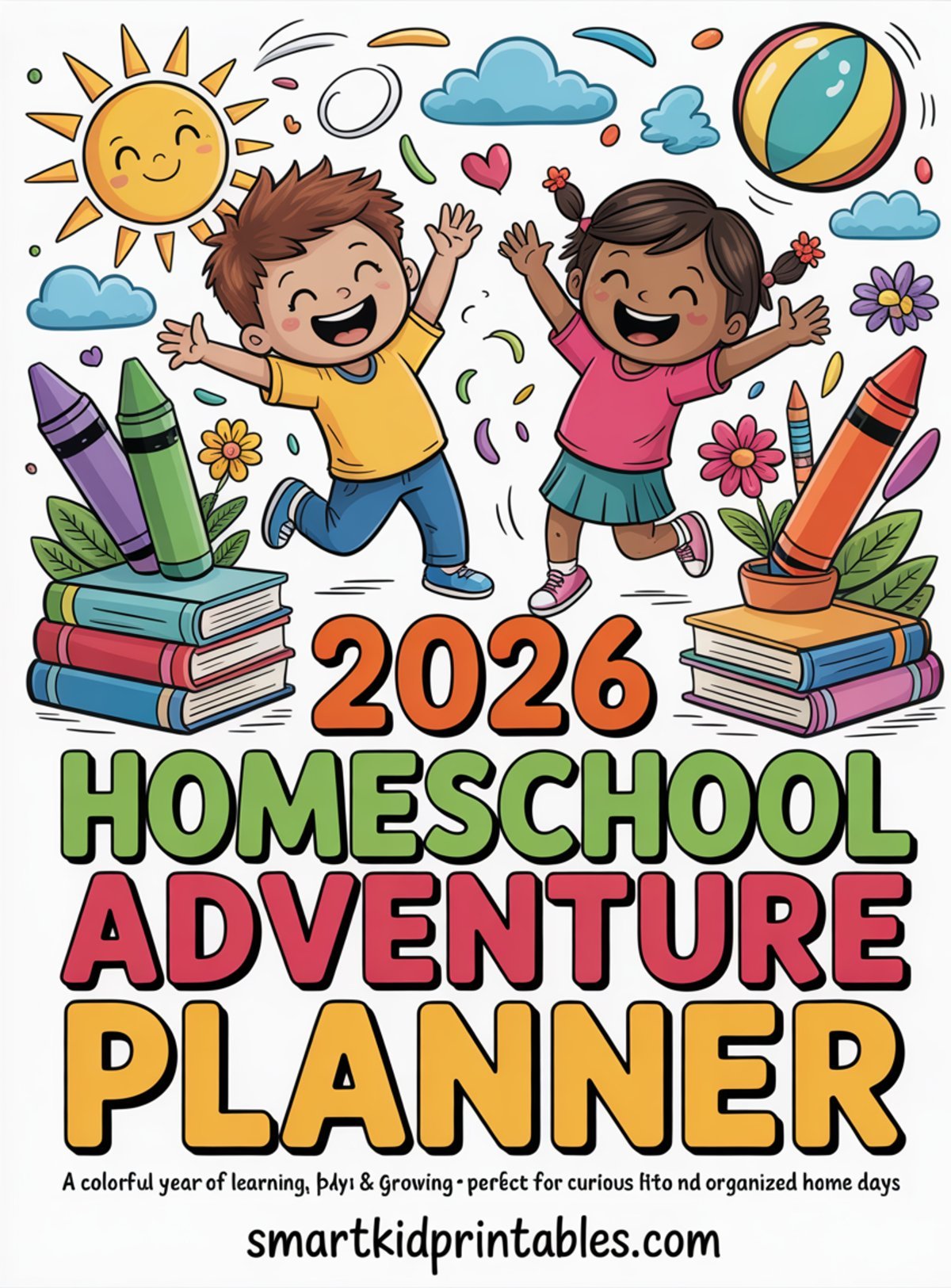 2026 Homeschool Adventure Planner for Kids (Pre-K to 3rd Grade) – Weekly, Monthly & Yearly Printable Organizer by SmartKidPrintables.com