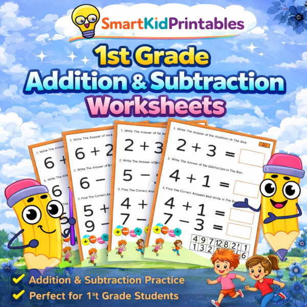 1st Grade Addition & Subtraction Worksheets | Printable Math Practice ...